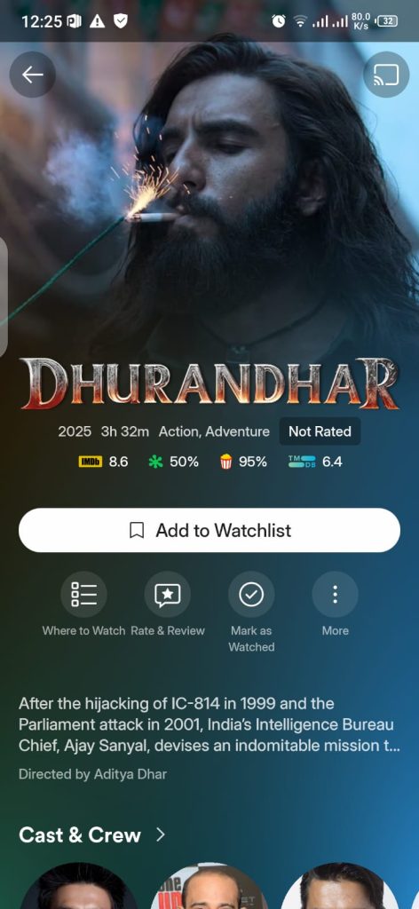 Dhurandhar Movie on Plex