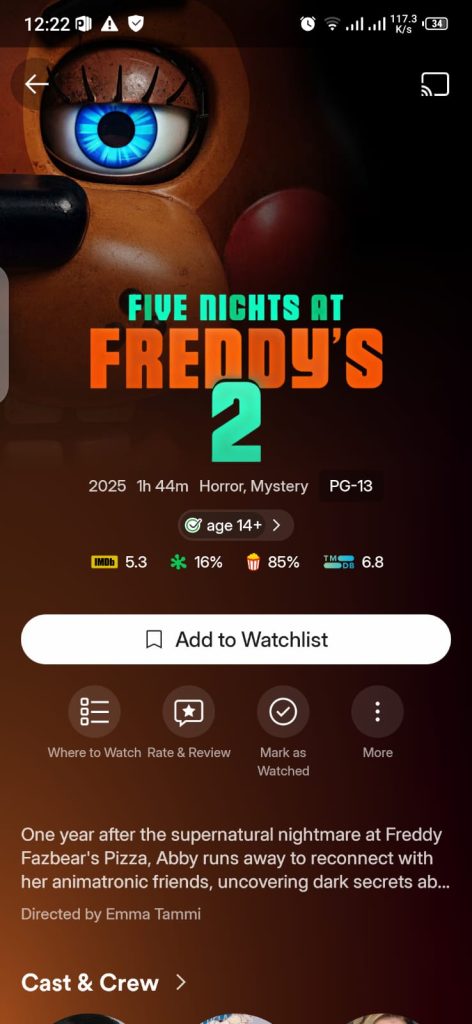 Five Nights at Fredoys 2 Movie on Plex