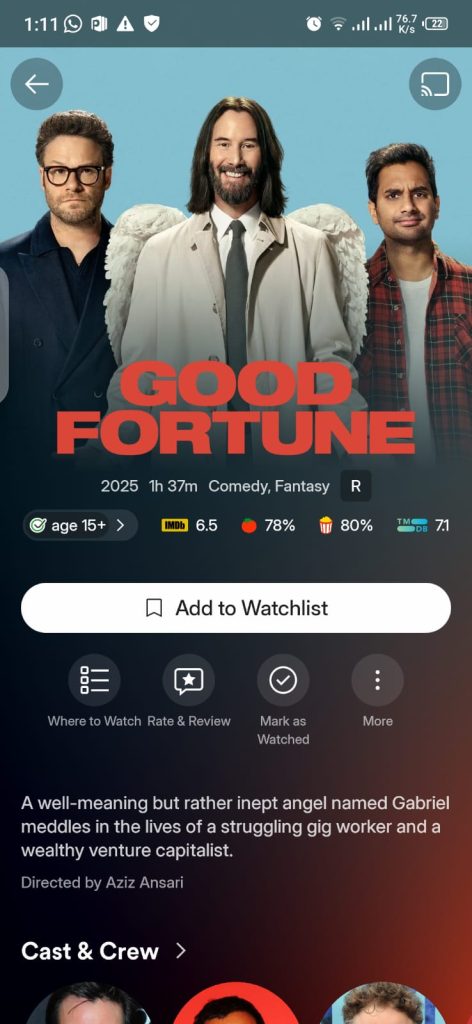 Good Fortnue movie on plex