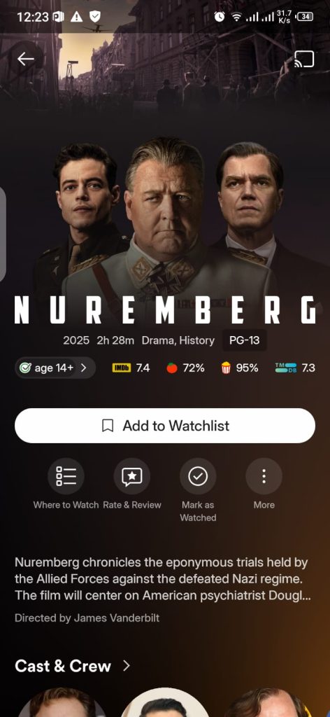 Nuremberg Movie on Plex