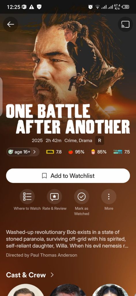 One Battel After Another Movie on Plex