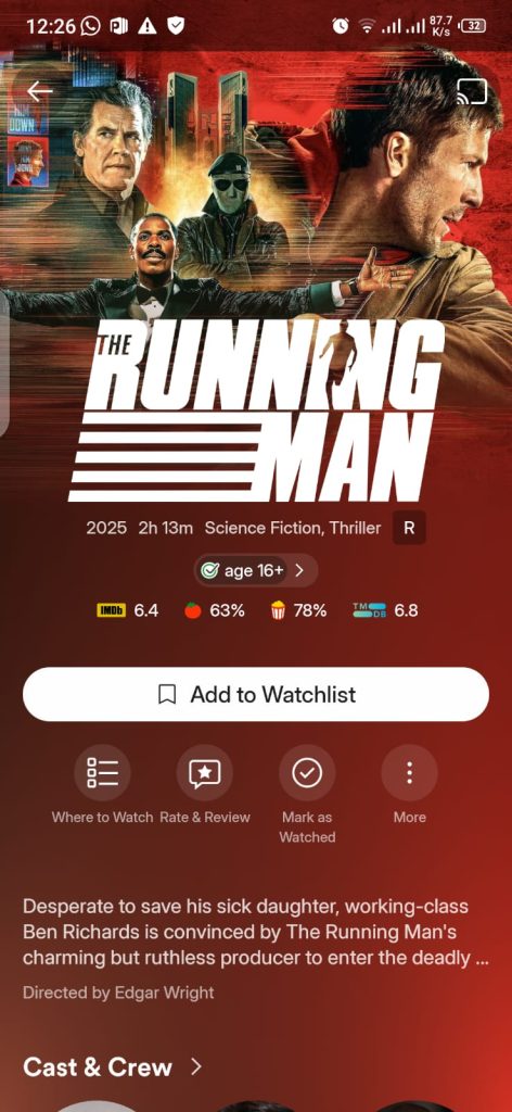 Running Man Movie on Plex