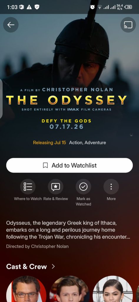 The Odyssey Movie on Plex